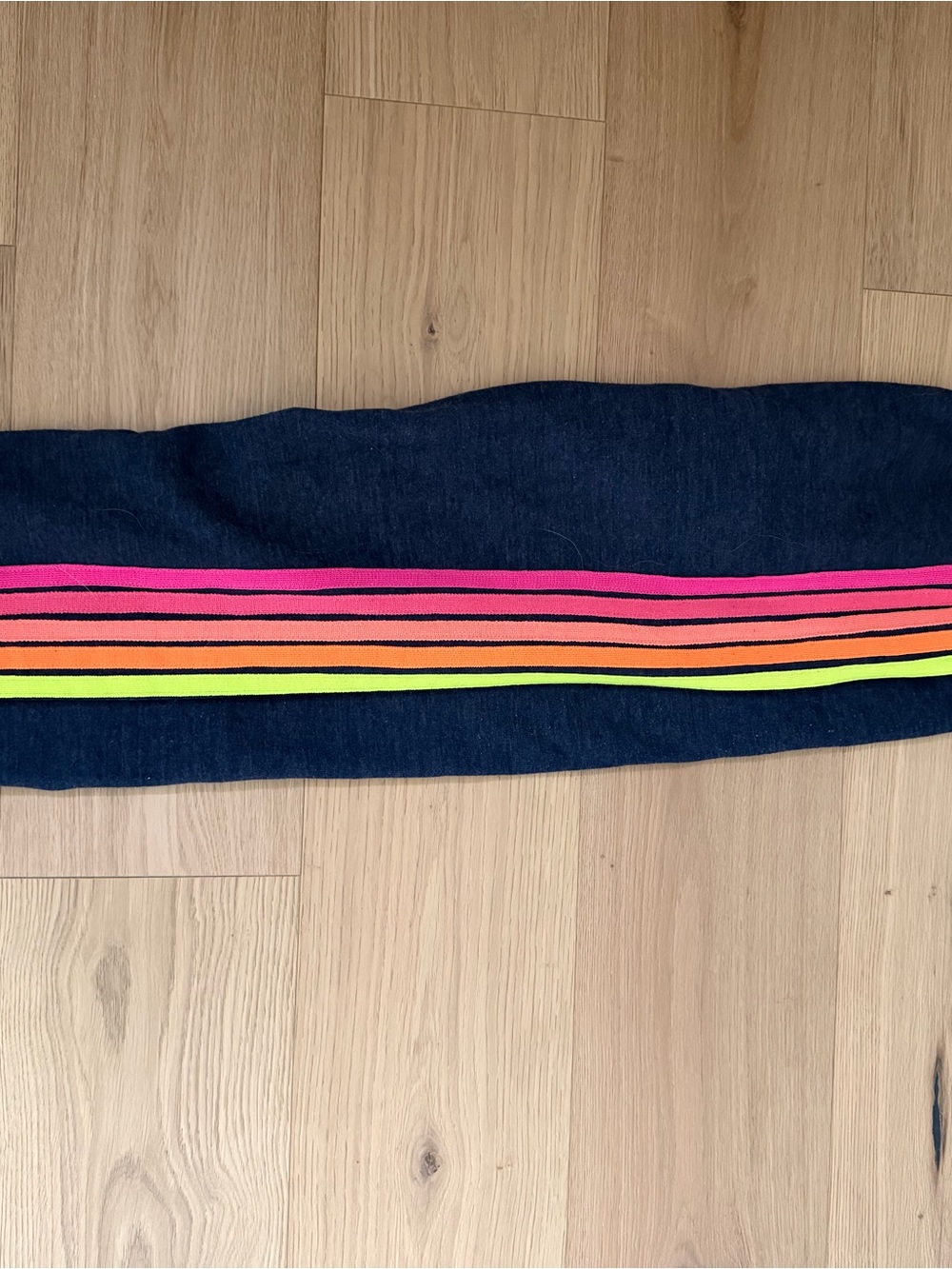 Aviator Nation Navy Sweatpants with Neon Pink, Orange & Yellow Stripe